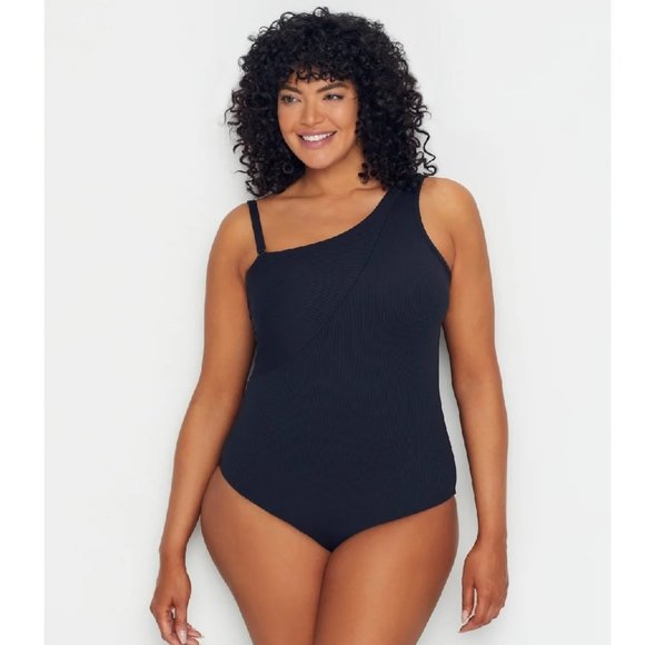 NWOT BECCA Plus Size Fine Line One-Piece Swimsuit - Picture 1 of 5